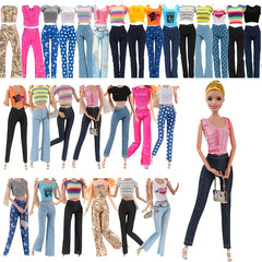6pcs Doll Clothing for 29cm Dolls, 3 Tops, 3 Pants, Great Gift for Kids