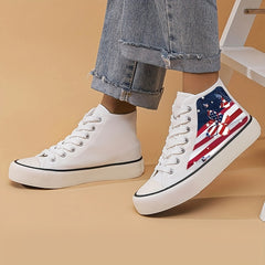 Independence Butterfly Print Chunky Canvas Sneakers High Top Skate Shoes