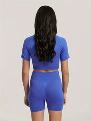 Yoga Workout Set: Crop T-shirt & Running Suit - Women's Activewear
