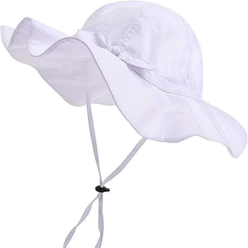 Girls Bow Wide Brim Bucket Hat for Summer