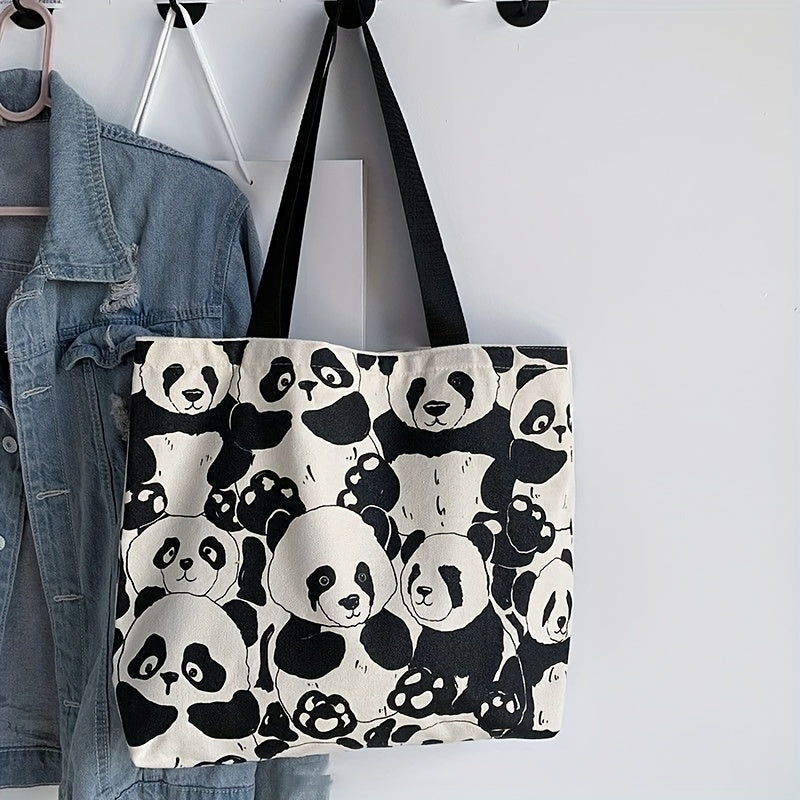 Panda Tote Bag with Large Capacity Zippered Storage