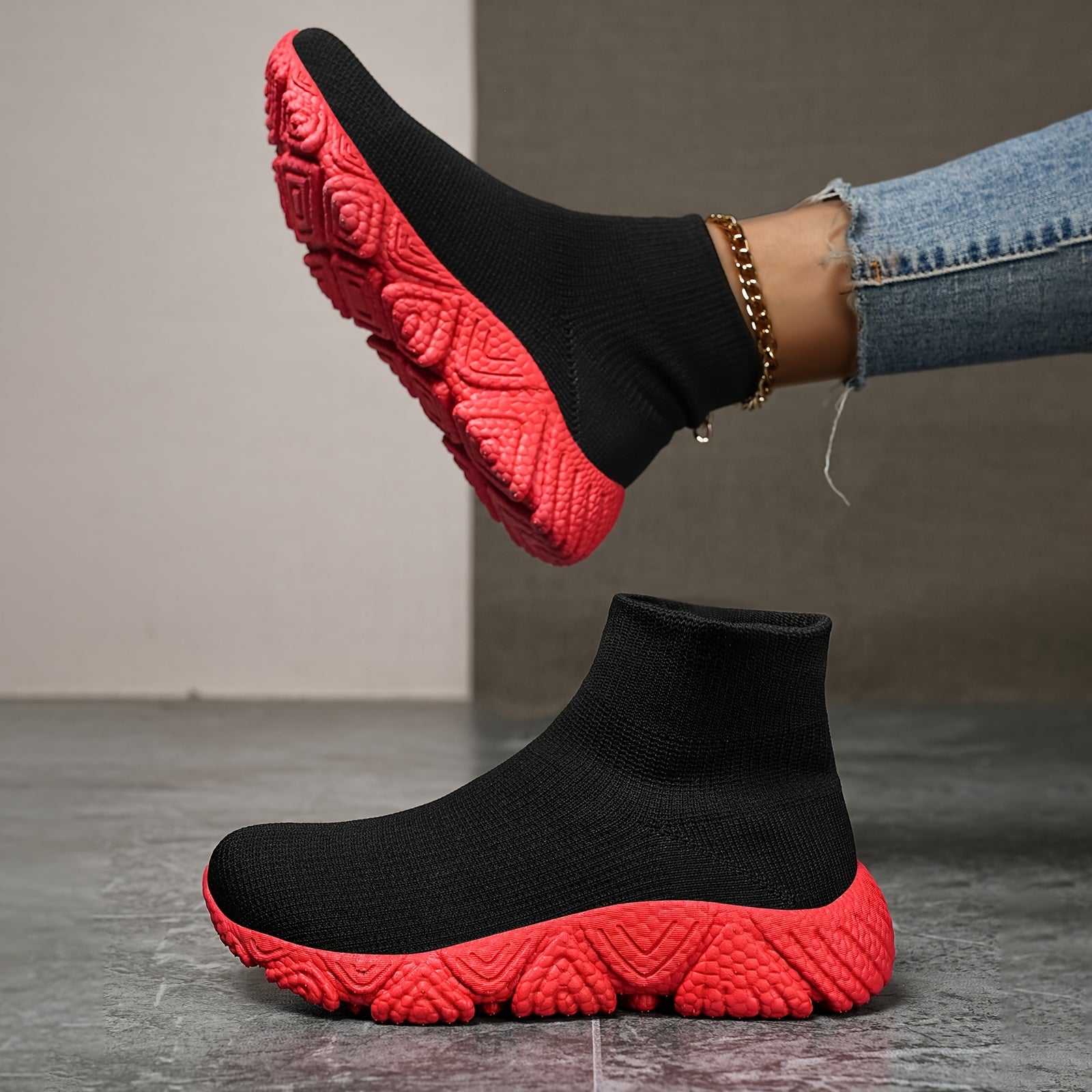 High Top Mesh Running Shoes Slip On Outdoor Sneakers