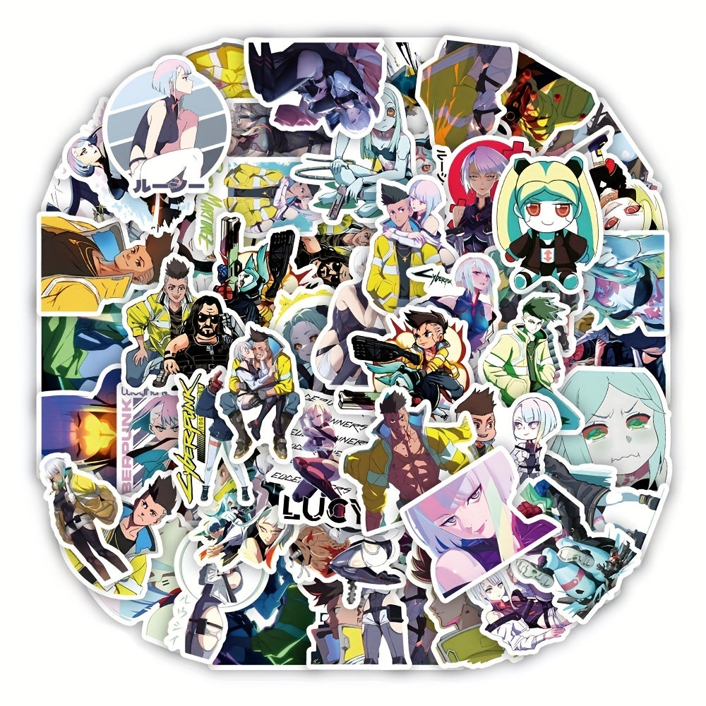 50Pcs Cyberpunk Style Graffiti Stickers for Motorcycles Laptops Desktops