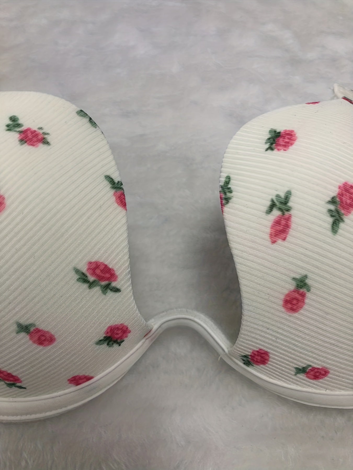 Floral Print Plunge Bra Push Up Lingerie