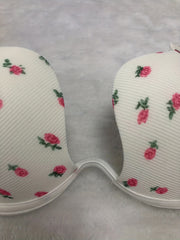Floral Print Plunge Bra Push Up Lingerie