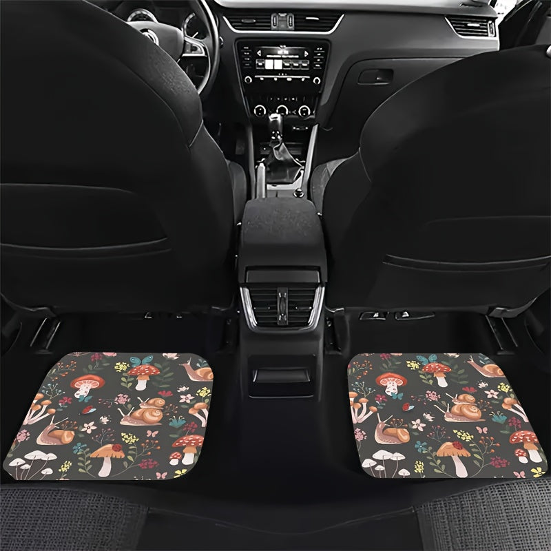 4pcs Mushroom Snail Car Floor Mats Water Absorbent Non Slip Stain Resistant