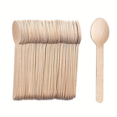 100pcs Wooden Tableware Set Disposable Fork Spoon Western Steak Cutlery