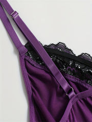 Lace V Neck Teddy Bodysuit