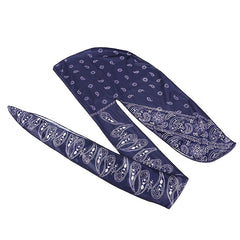 Navy Cashew Flower Silk Ribbon Bandana Cloak Turban Hat