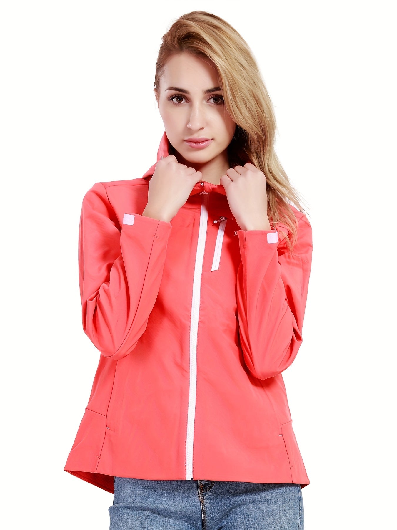 Women's Letter Embroidery Hooded Jacket Softshell Coat