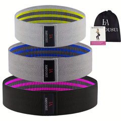 3pcs Cotton Resistance Band Set with Cloth Bag & Guide