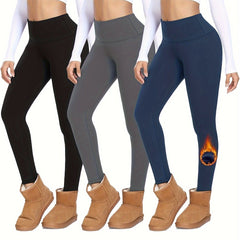 Fleece Lined High Waist Yoga Workout Pants High Stretch Leggings
