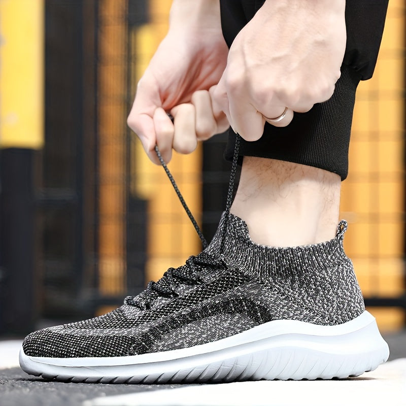 Men's Weave Knit Lace Up Casual Shoes Breathable Lightweight Sneaker