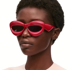 Oval Frame Sunglasses Thick Large Wrap Around Eyewear