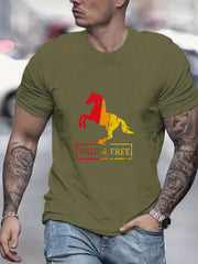 Men's Horse Print Graphic Active T shirt