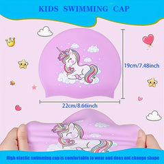 Cartoon Waterproof Kids Swimming Cap for Long Hair Girls and Boys