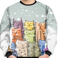 Colorful Cat Print Kid's Sweatshirt Unisex Pullover Causal Long Sleeve Top