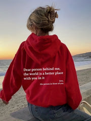 Letter Print Hoodies Long Sleeve Casual Sweatshirt For Winter & Fall