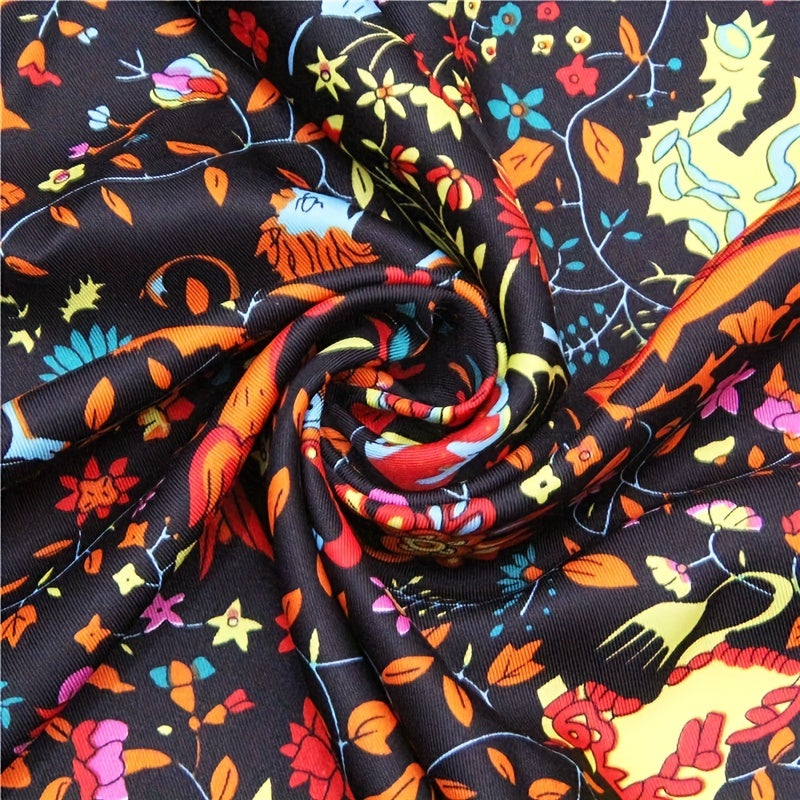 Soft Silky Satin Square Scarf Geometric Printed Shawl Hair Wrap