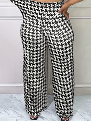 Women's Houndstooth Wide Leg Pants