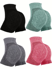 4-Pack High Waist Butt Lifting Workout Shorts for Women