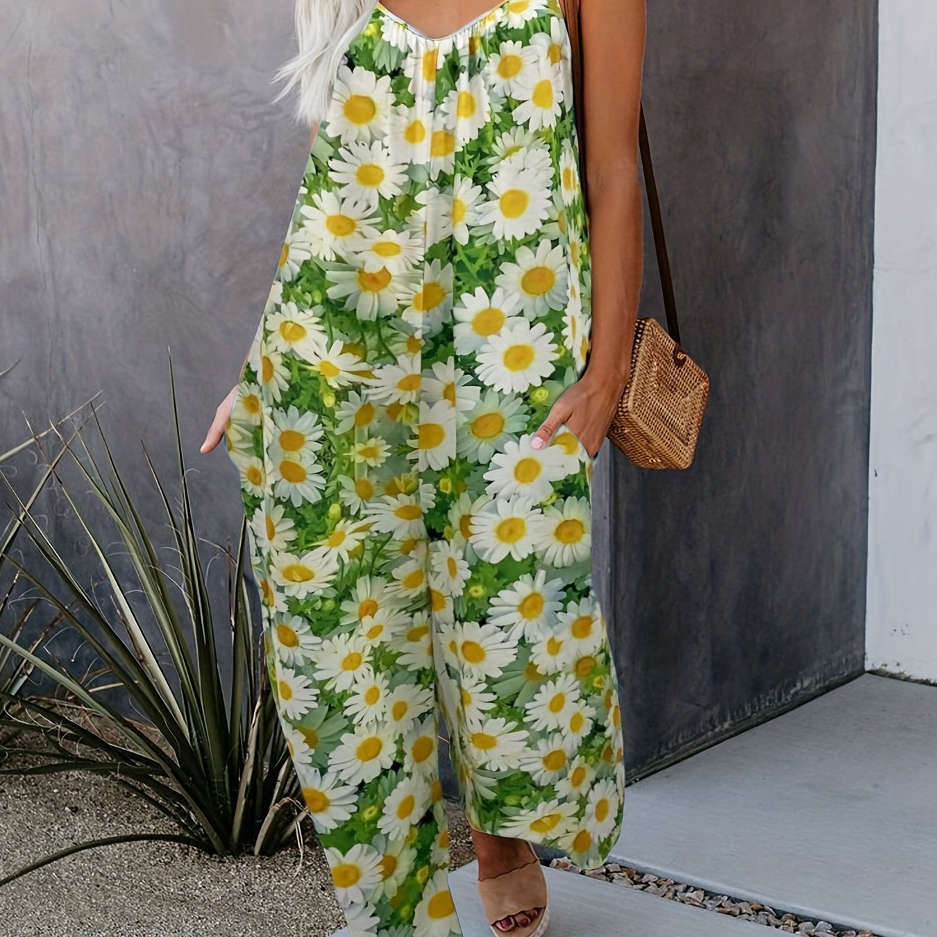 Floral Wide Leg Jumpsuit Backless Cami for Spring & Summer