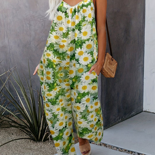 Floral Wide Leg Jumpsuit Backless Cami for Spring & Summer