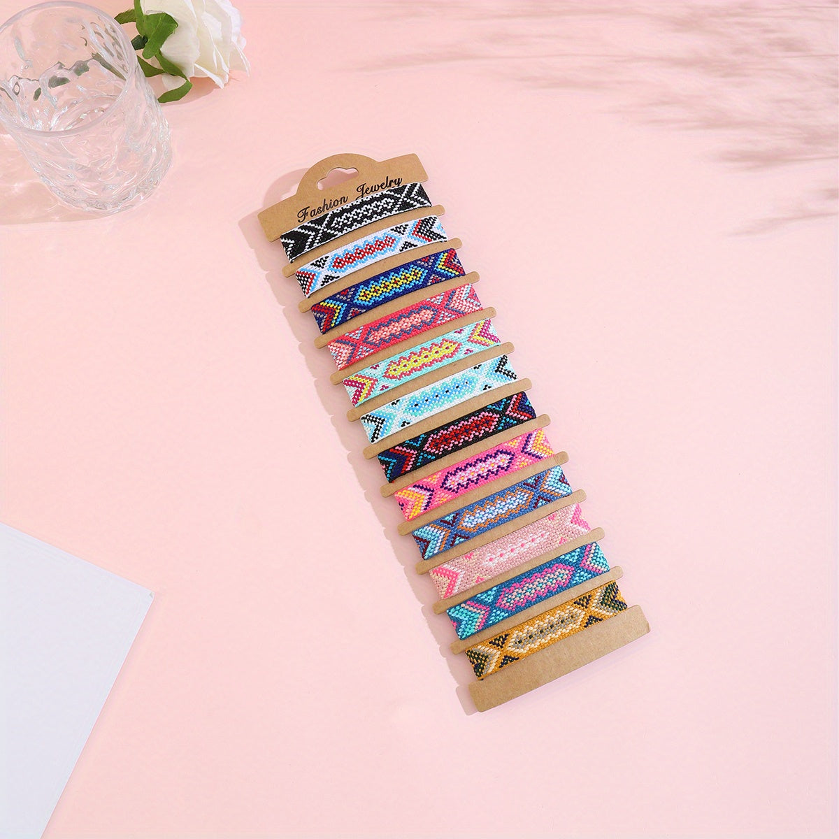 12pcs Bohemian Tassel Decor String Bracelet For Women