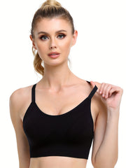 3-Pack Plus Size Sports Bra Set Women's Plus Solid Breathable Round Neck Bra