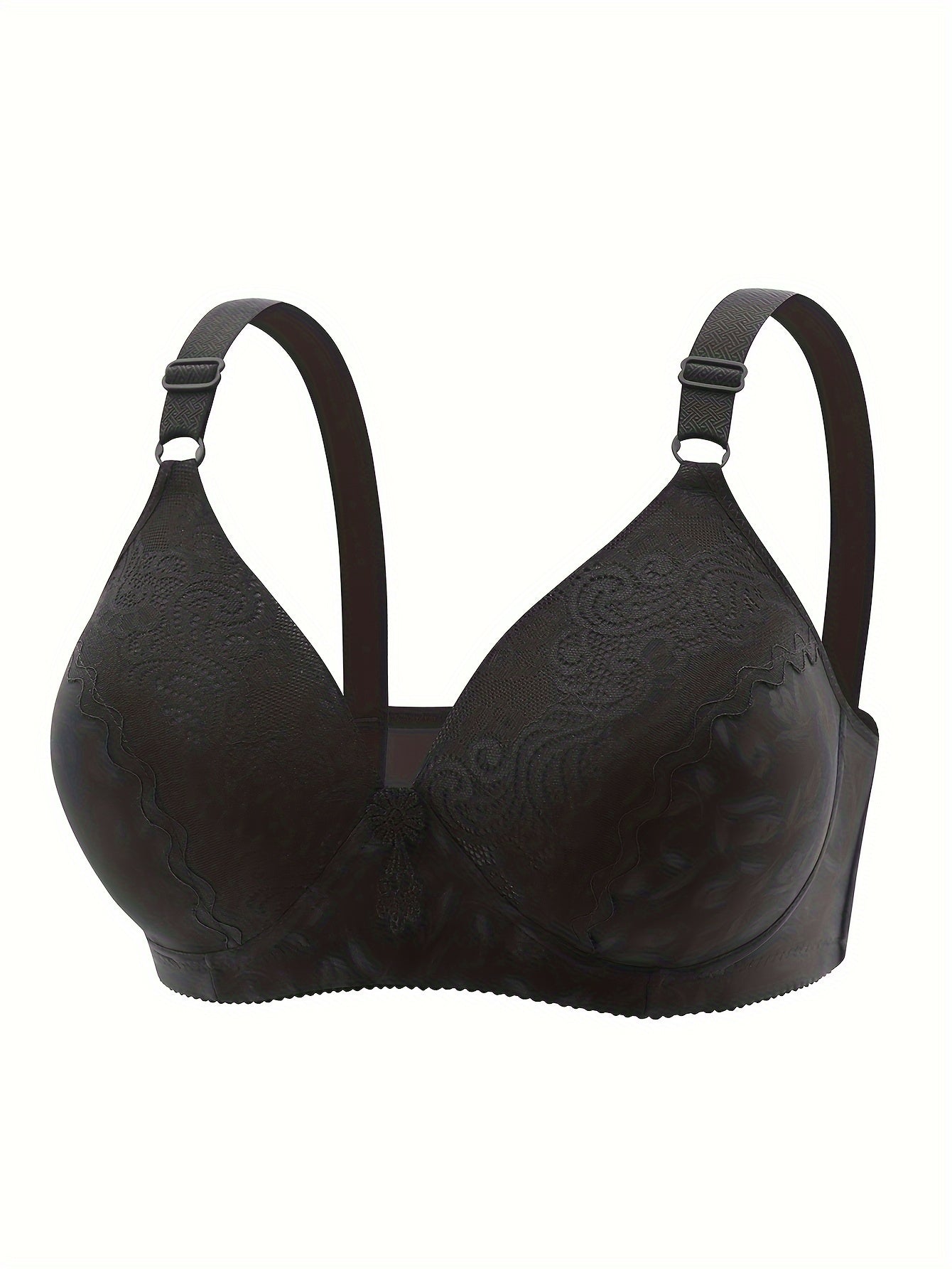 Floral Appliques Lace Push Up Stretch Bra