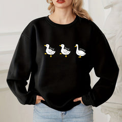 Duck & Goose Print Pullover Sweatshirt Long Sleeve Crew Neck Sweatshirt