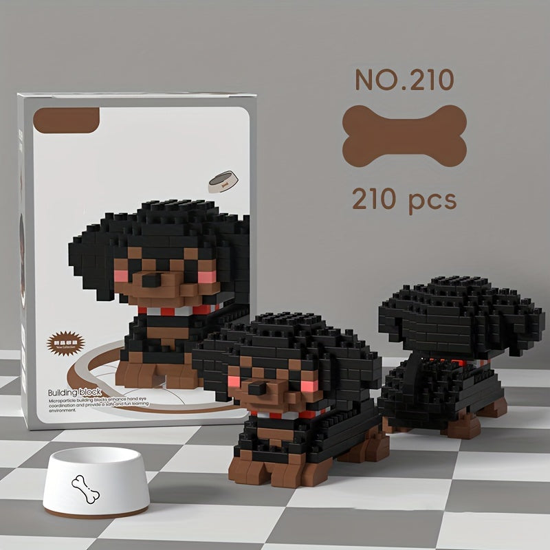 Cute Puppy Building Blocks Set - Wooden Desk Ornament for Birthday & Holiday