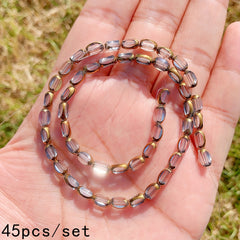 45pcs Transparent Golden Edge Crystal Beads Faceted Glass Spacer Beads DIY Brace