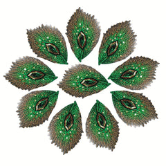 10pcs Peacock Feather Sequins Embroidered Cloth Patches For Clothing Repair