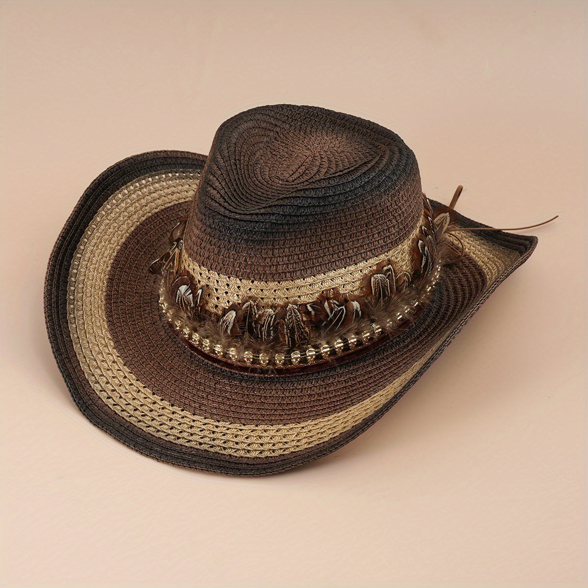 Ethnic Style Straw Cowboy Hat Skull Tibetan Vacation Beach Hat