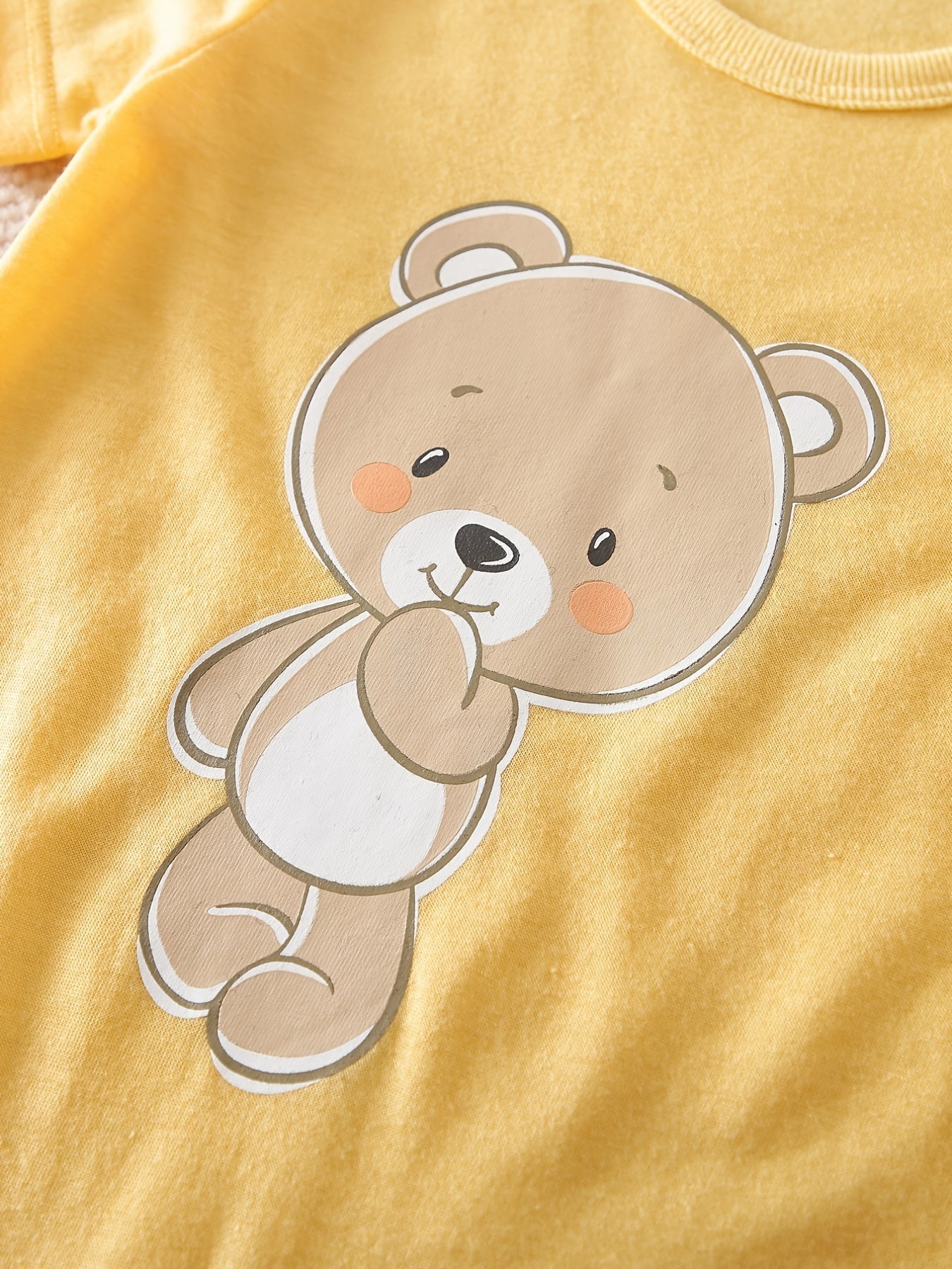 Cartoon Bear Graphic Romper Short Sleeve Jumpsuit