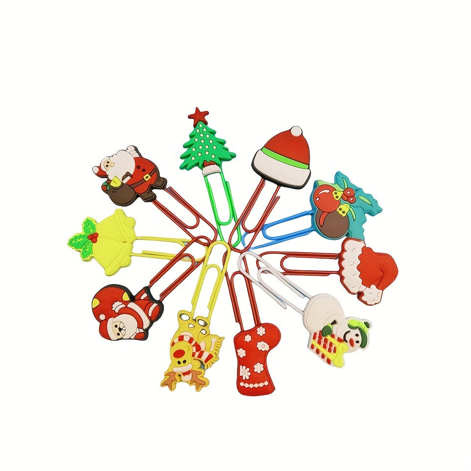 10pcs Christmas Cartoon Paper Clips To Paper Clip Binder Paper Clip