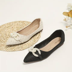 Faux Pearl Flat Shoes Slip On Soft Sole Casual Comfy Walking Shoes