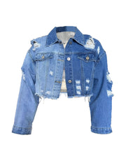 Distressed Vintage Style Denim Jacket