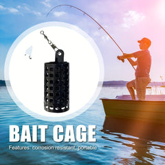 Metal Fishing Feeder With Swivel Snap Ring Bait Cage