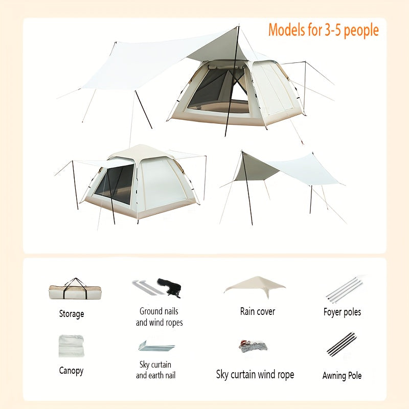 Durable 2 in 1 Canopy and Tent - Waterproof and Portable - Fits 3-8 Persons