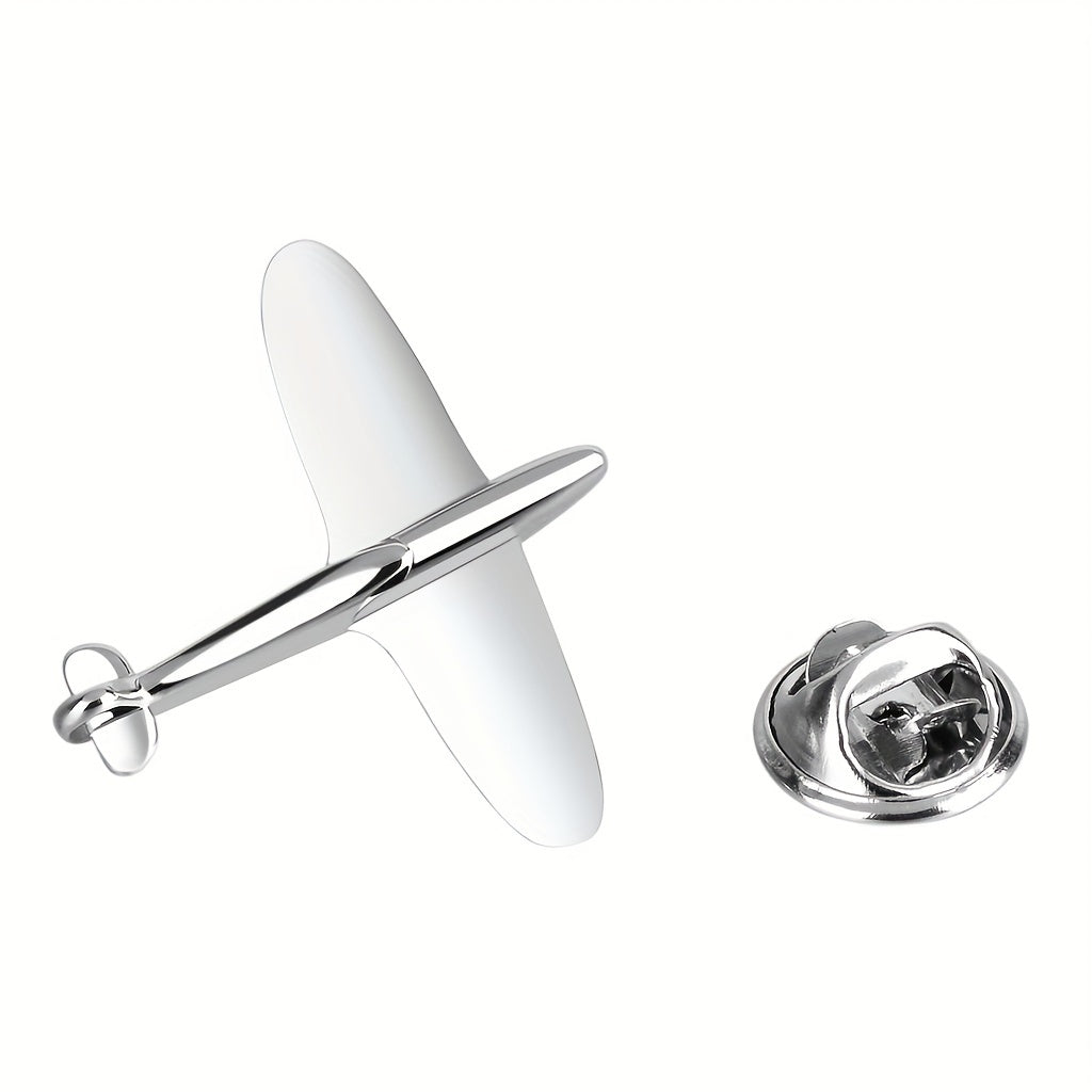 Silver Retro Airplane Brooch Men Electroplating Gift Pin Metal Brooch