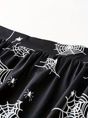 Halloween Spider Web Print Maxi Skirt