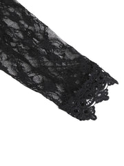 Solid V Neck Lace Long Sleeve Dress Women's Clothing