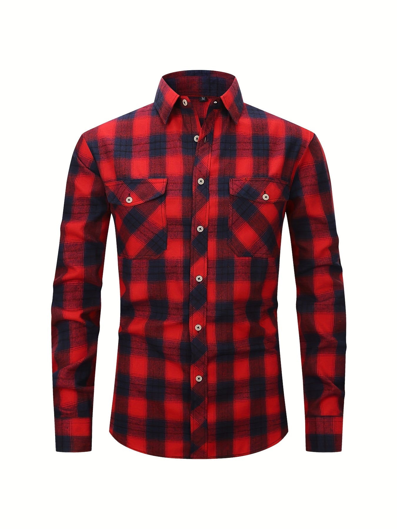 Men's Plaid Print Button Up Long Sleeve Shirt