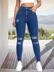 High Waist Ripped Skinny Fit Jeans