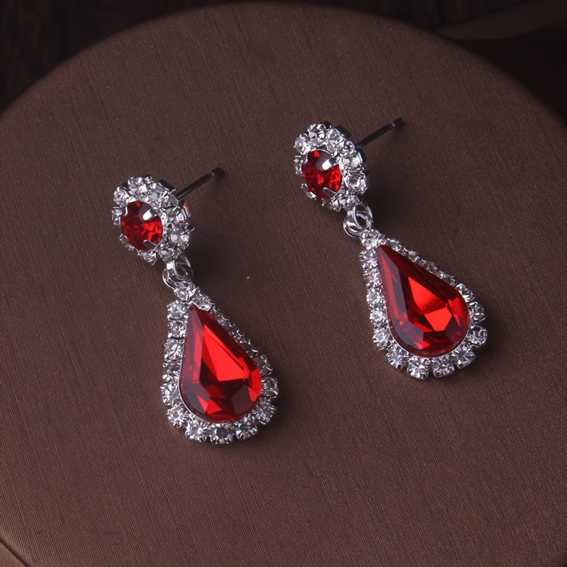 Women's Necklace Earrings Set with Artificial Diamonds for Bridal Wedding Dress