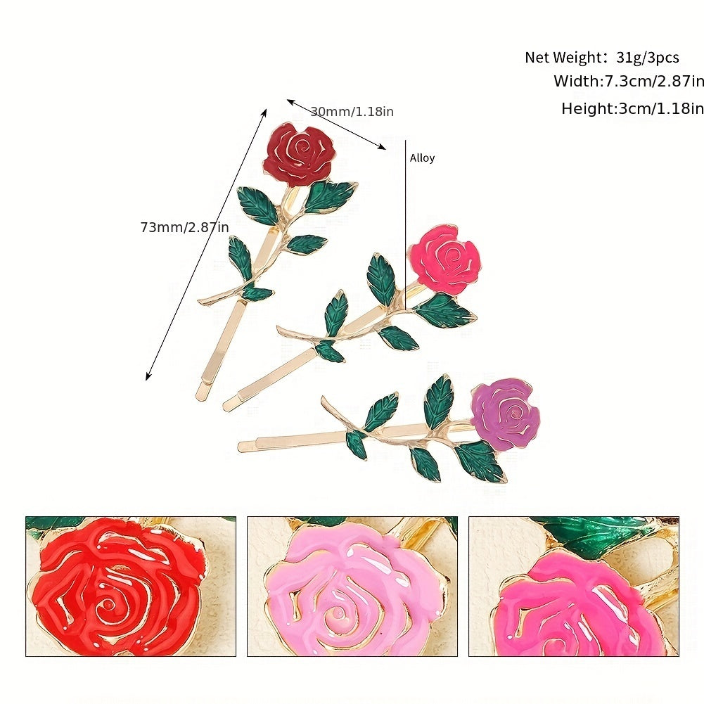 3pcs Minimalist Flower Bobby Pin Hair Clip Set