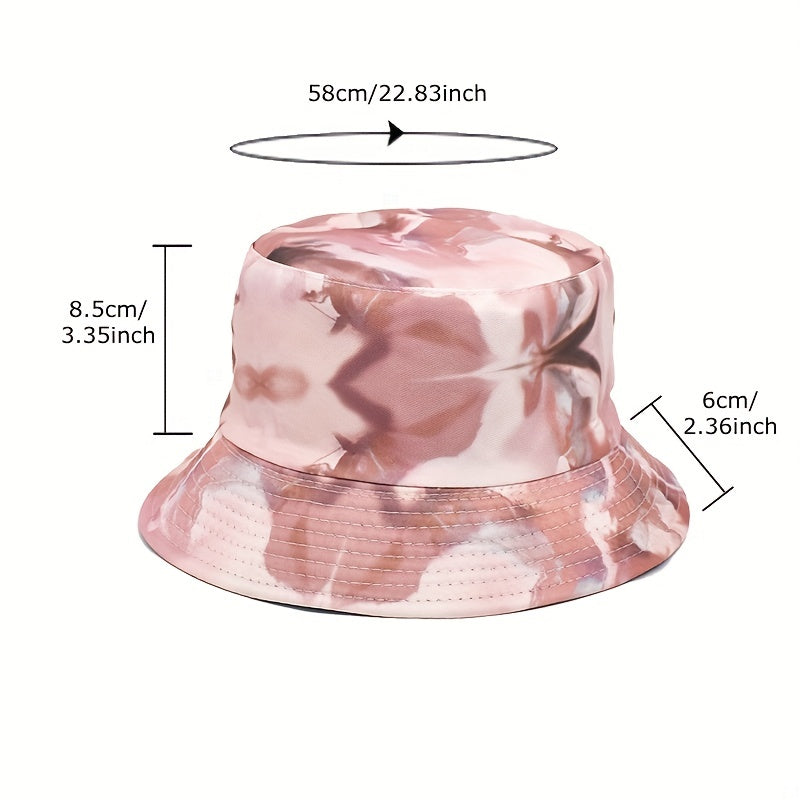 Pink Tie Dye Bucket Hat Reversible Lightweight Fisherman Cap