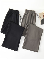 2pcs Straight Leg Sports Jogger Pants Elastic Waist
